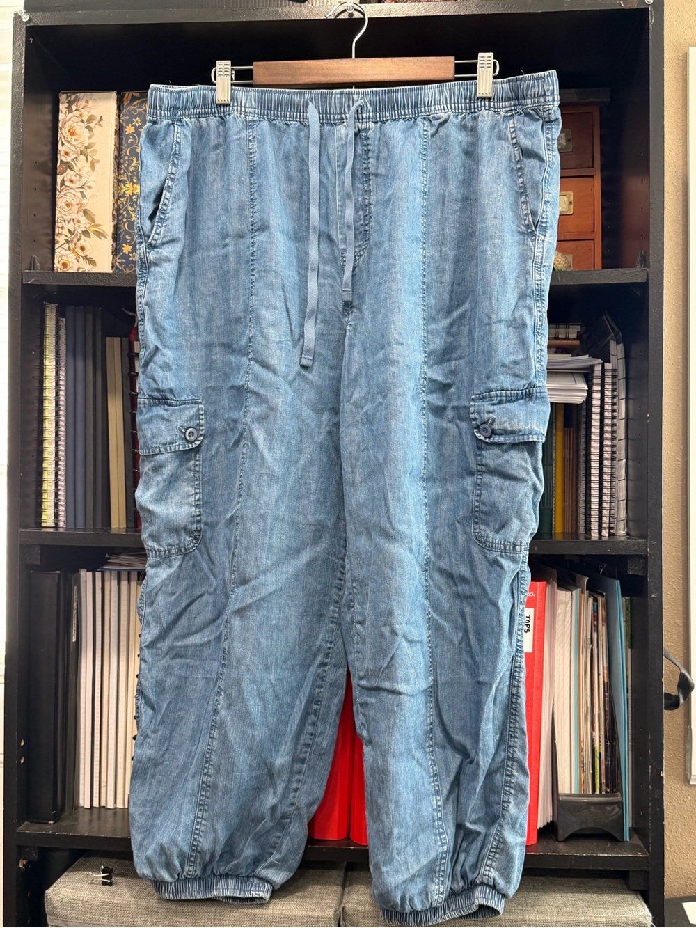 Light Blue Womens Cargo Jogger Pants